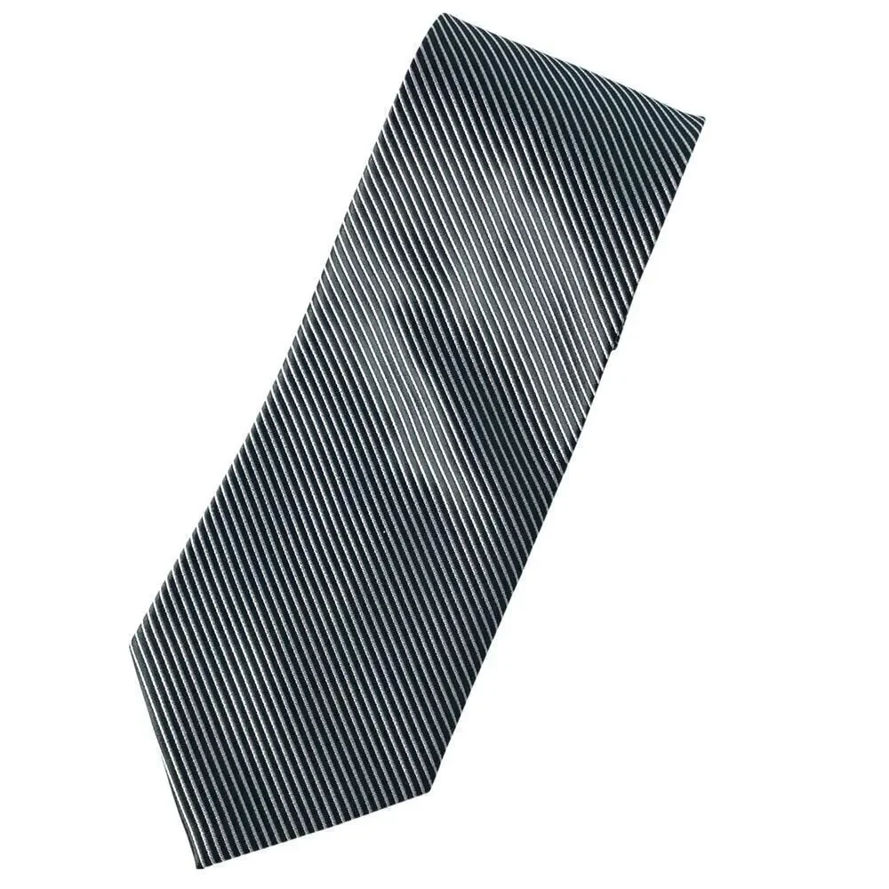 WE Men Microfiber Tie Black White Mini Stripe